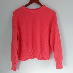 Gap coral mixed stitch crew neck cropped pullover sweater size XL
